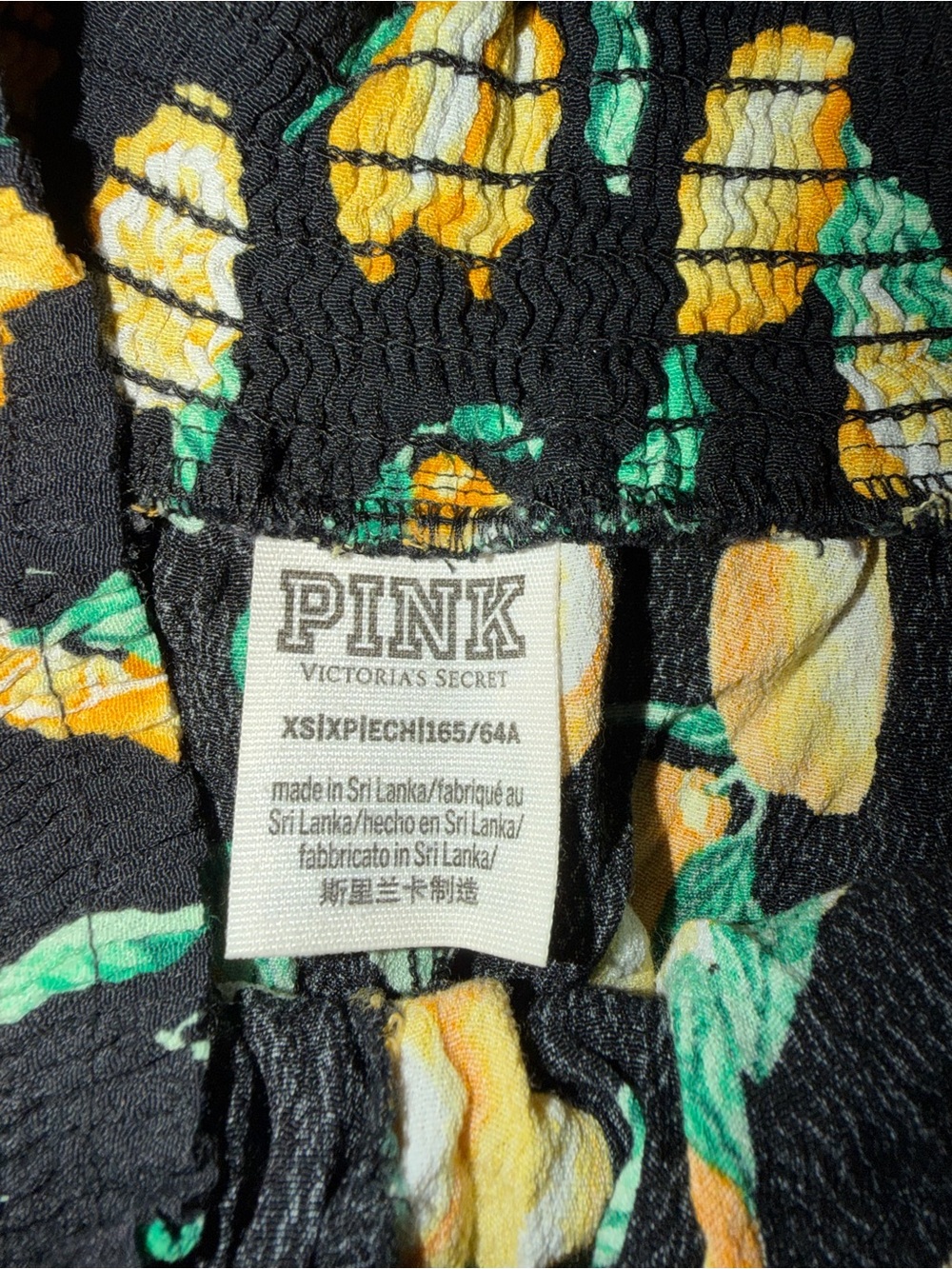 PINK Victoria's Secret Black Floral Smocked Waist Romper